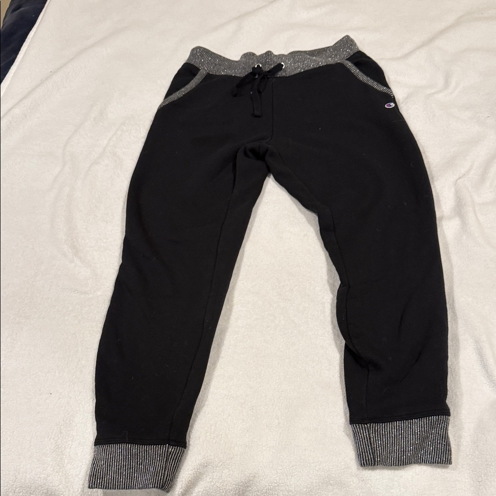 Champion Women's Black Jogger Pants with Glitter Trim